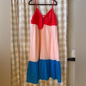 J. Crew Bright Red Knot-Front Midi Dress